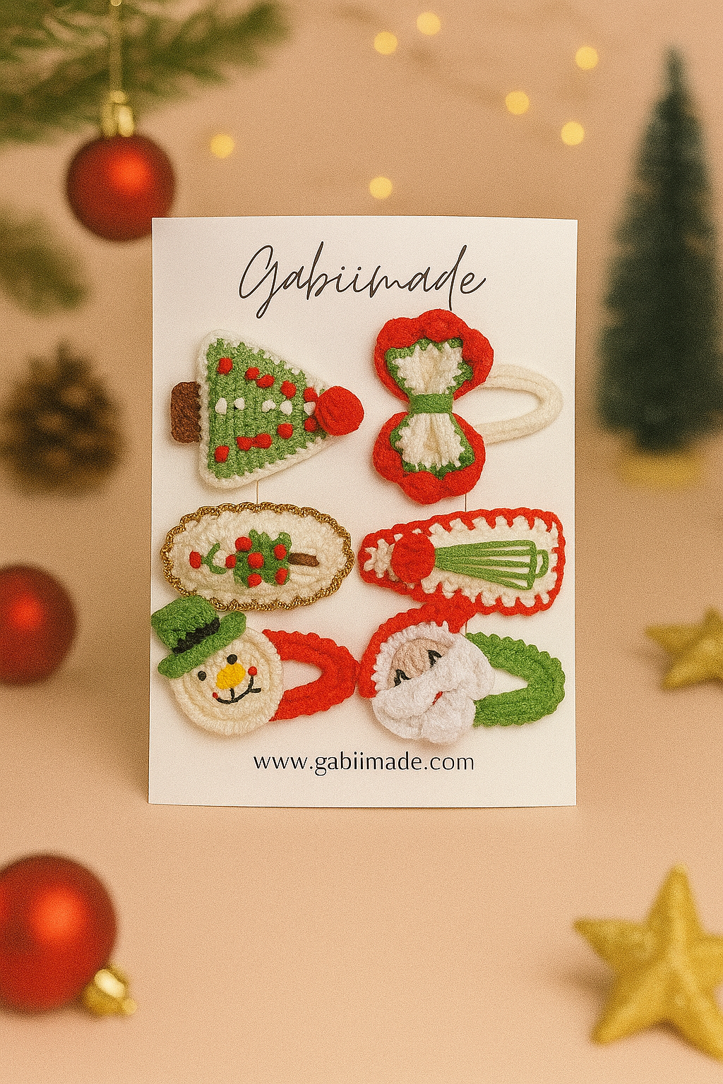 Crochet Christmas Hair Clip single