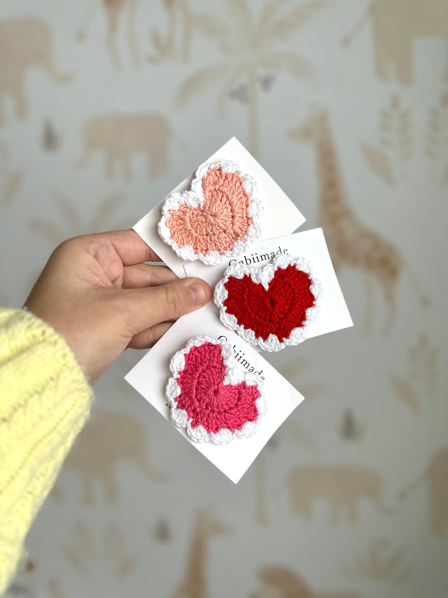 Crochet hair clip heart