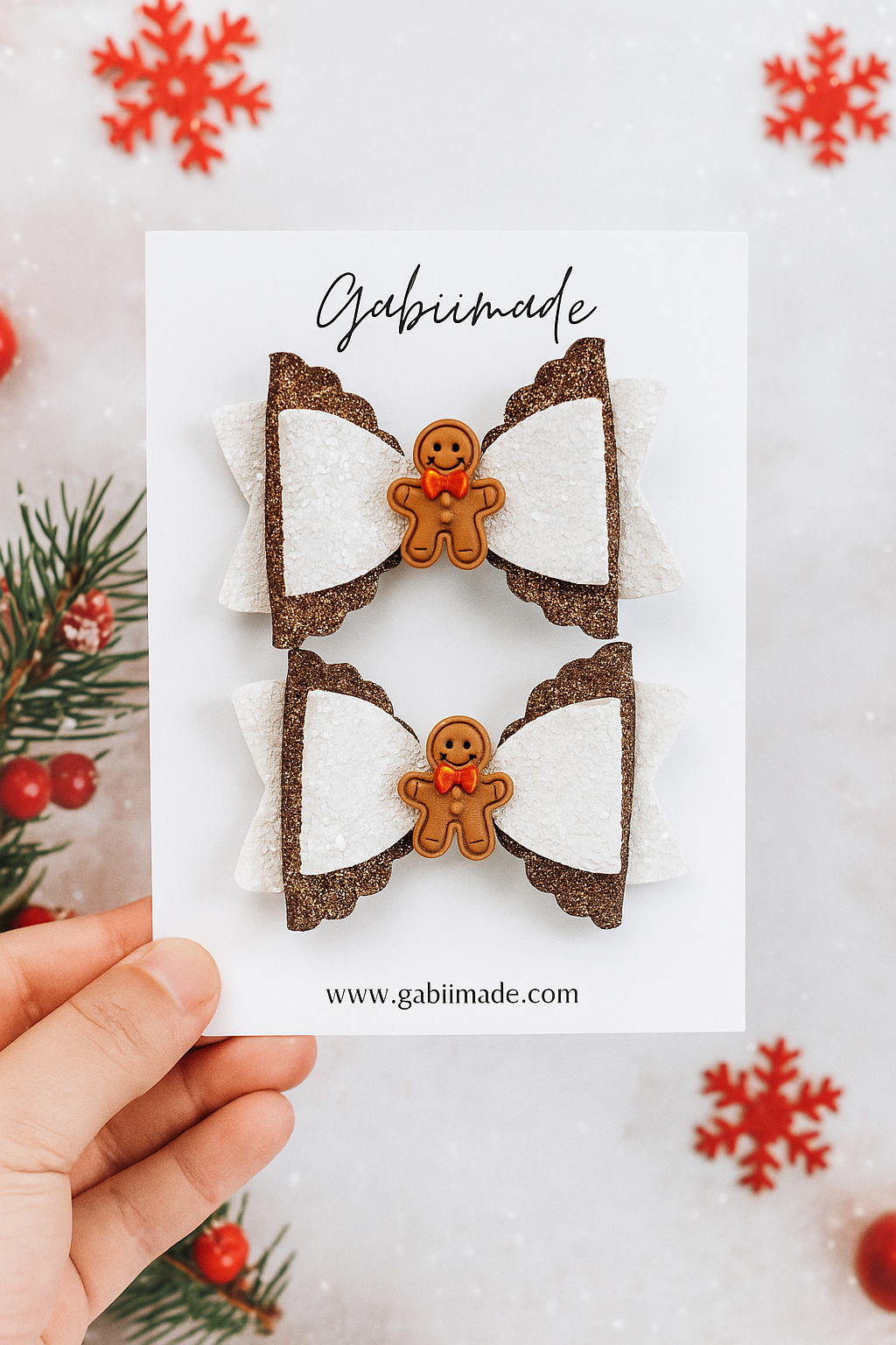 Faux Leather Hair clip matching set