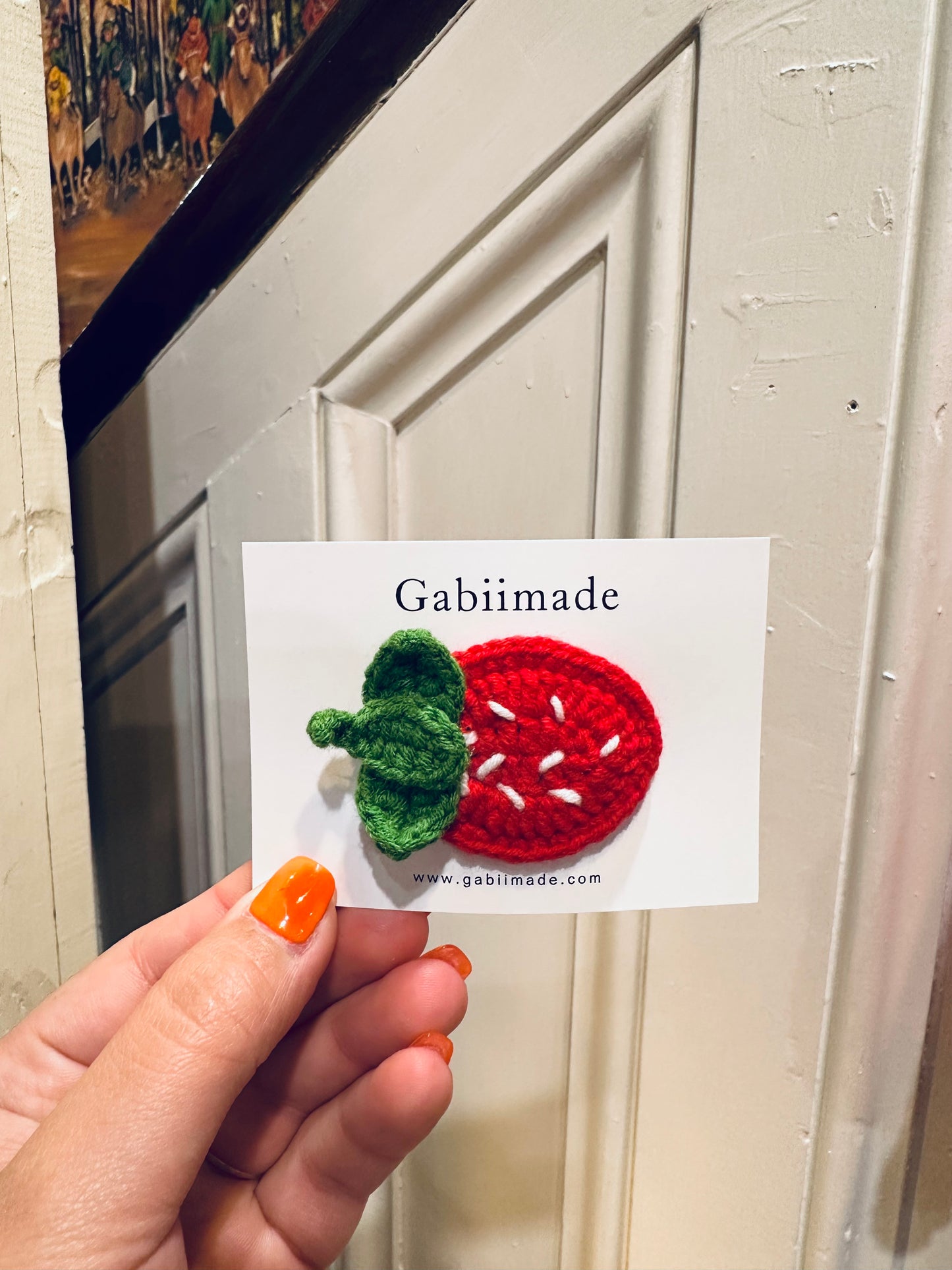 Strawberry Crochet Hair Clip