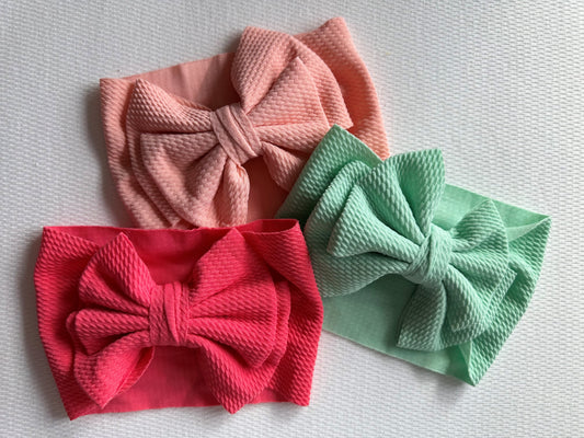 Baby headwrap headband with big bow Set of 3