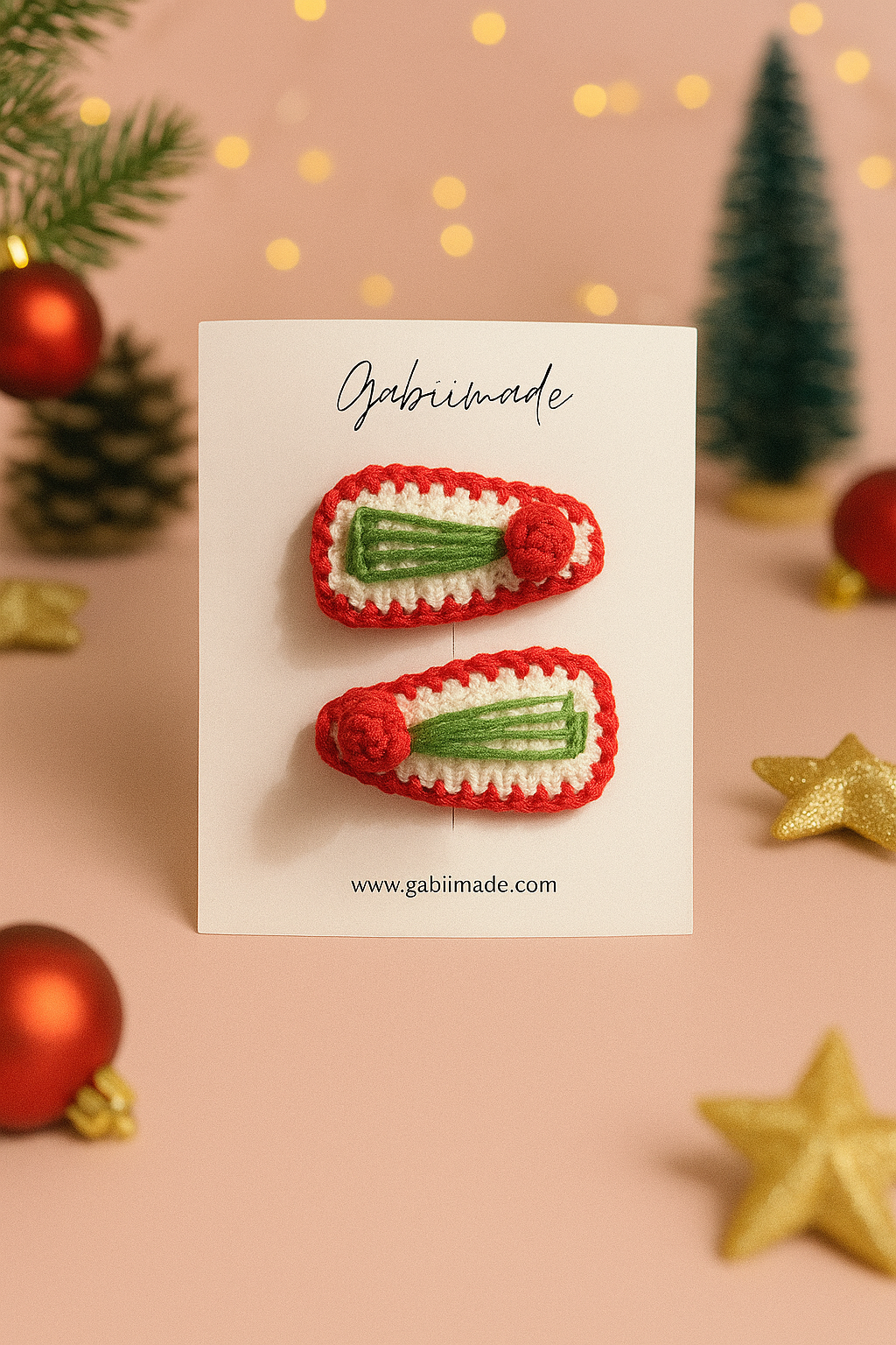 Crochet Christmas Hair Clip single