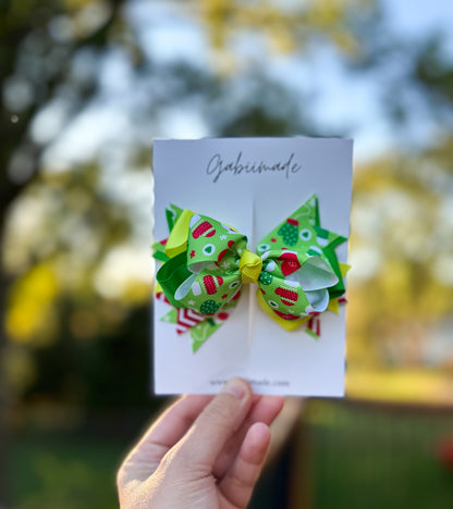 Ribbon Christmas Hair Clip single bow