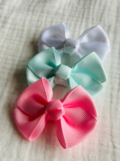 Double Tuxedo Bow Solid Colors set of 3