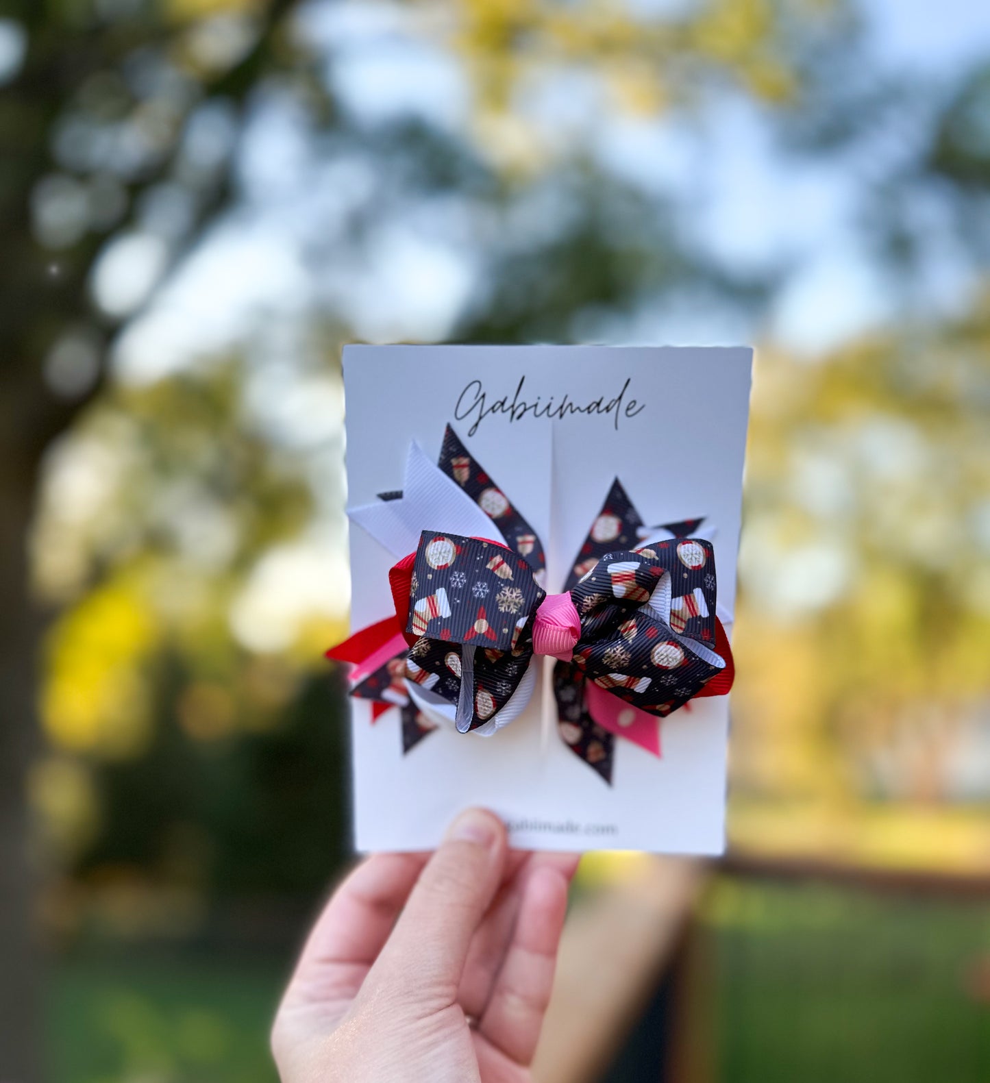 Ribbon Christmas Hair Clip single bow