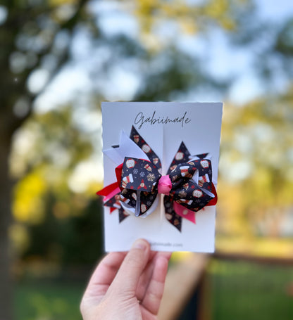 Ribbon Christmas Hair Clip single bow