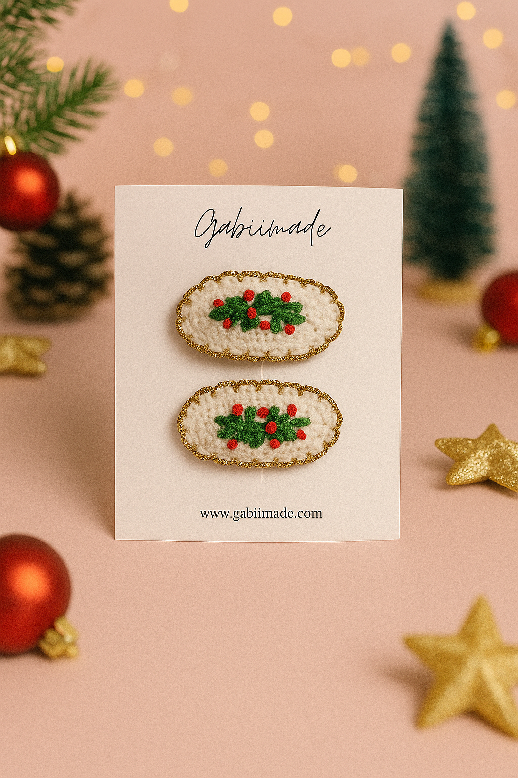 Crochet Christmas Hair Clip single