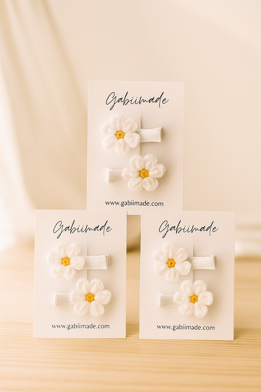 Crochet Daisy Pigtail Hair Clip