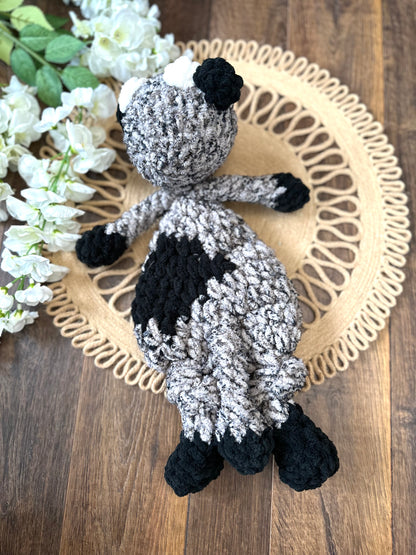 Crochet Cow Snuggler Baby Cow Lovey Handmade Dairy Cow Boho Snuggler for kids