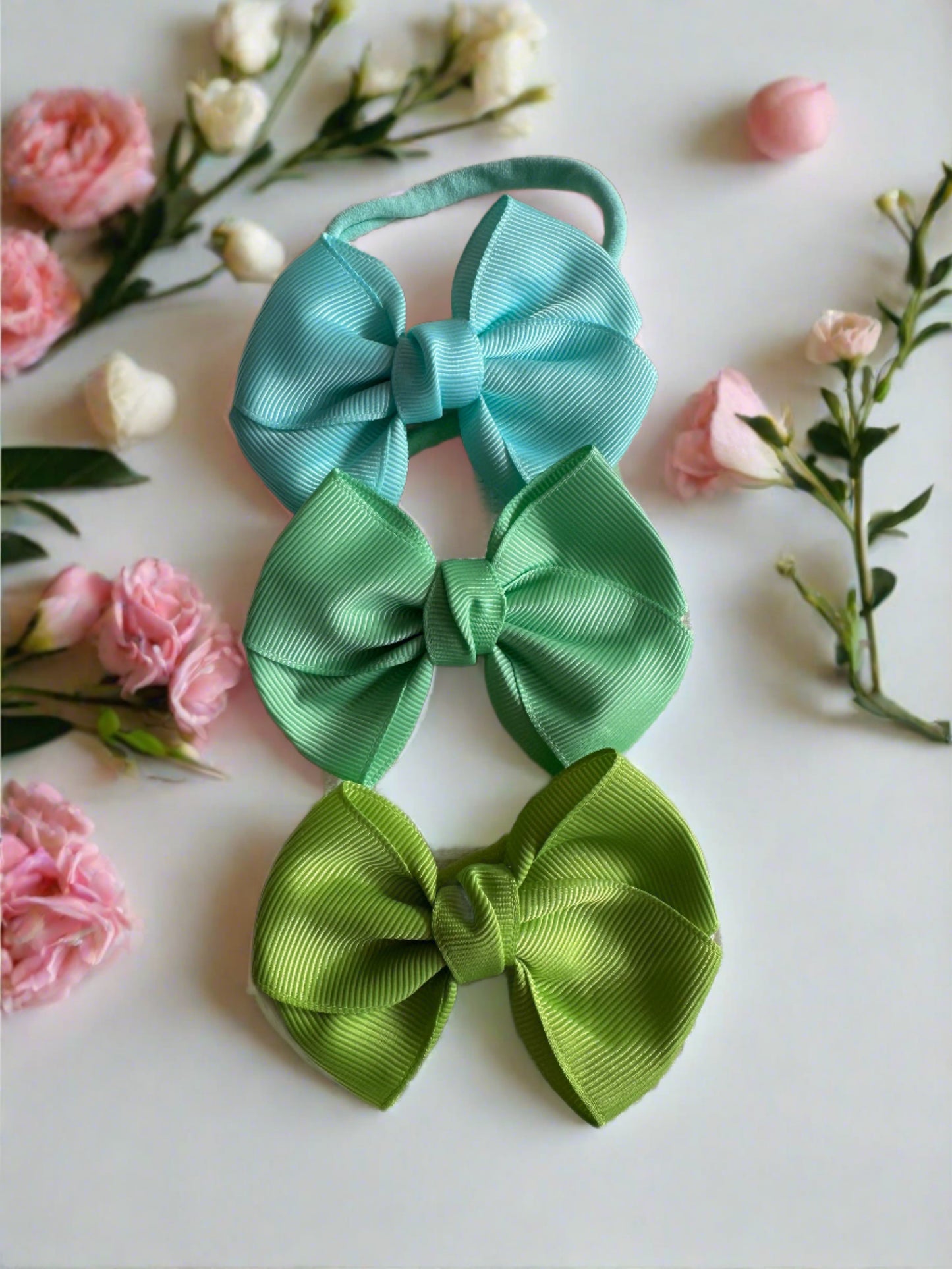 Baby Headband Bow Solid Color Bow  | Set Jade