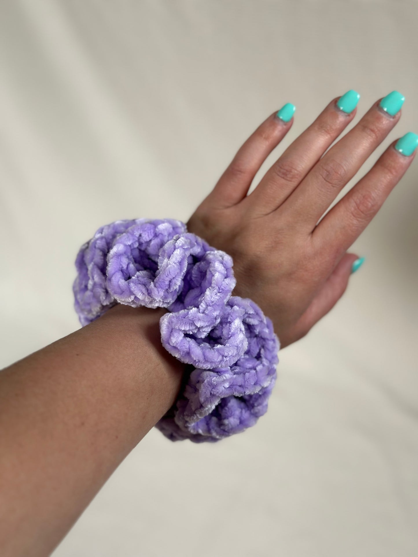 Lavender Velvet Crochet Scrunchie