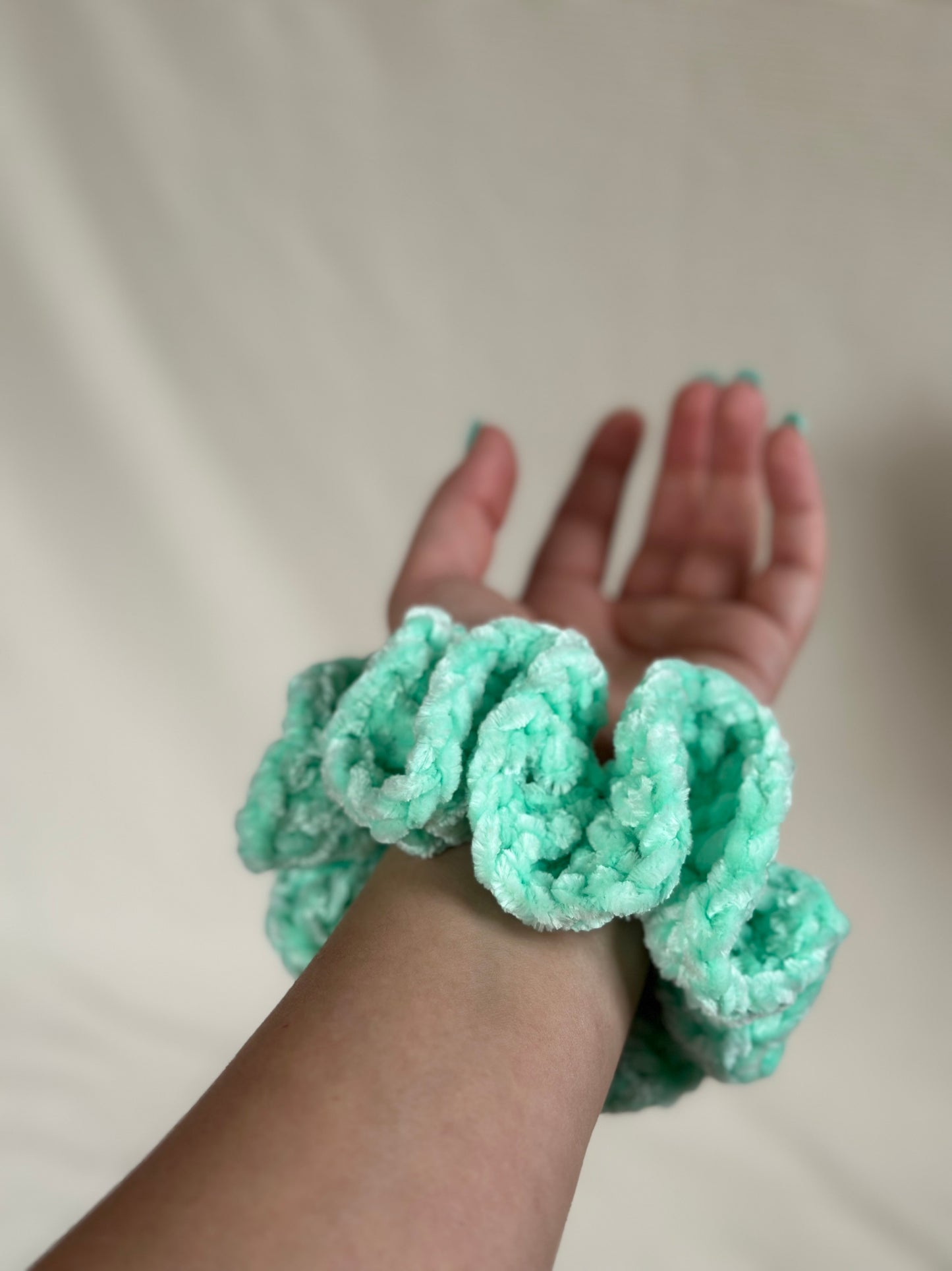 Mint Crochet Scrunchie