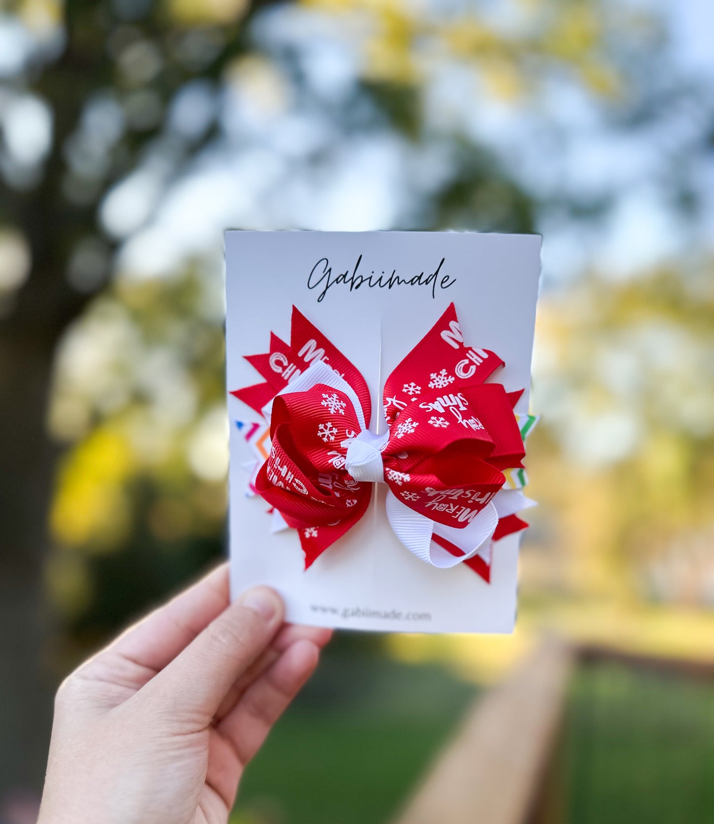 Ribbon Christmas Hair Clip single bow