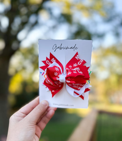 Ribbon Christmas Hair Clip single bow