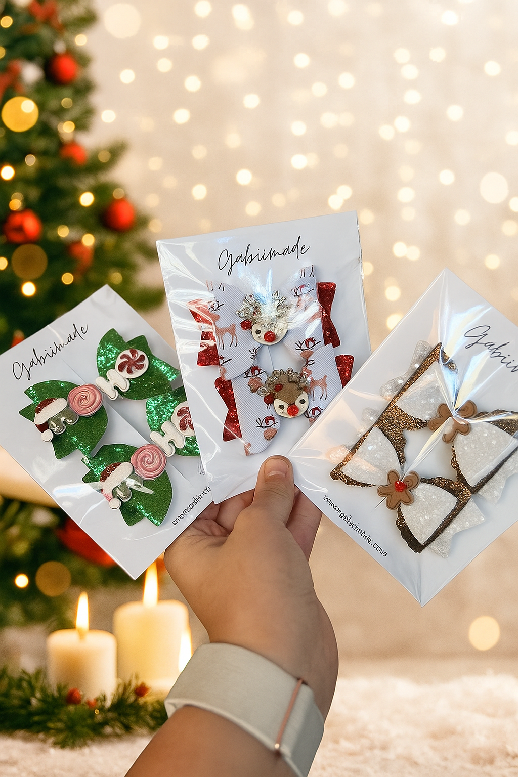 Faux Leather Hair clip matching set