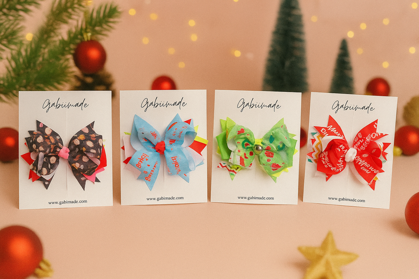 Ribbon Christmas Hair Clip single bow