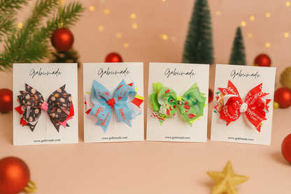 Ribbon Christmas Hair Clip single bow