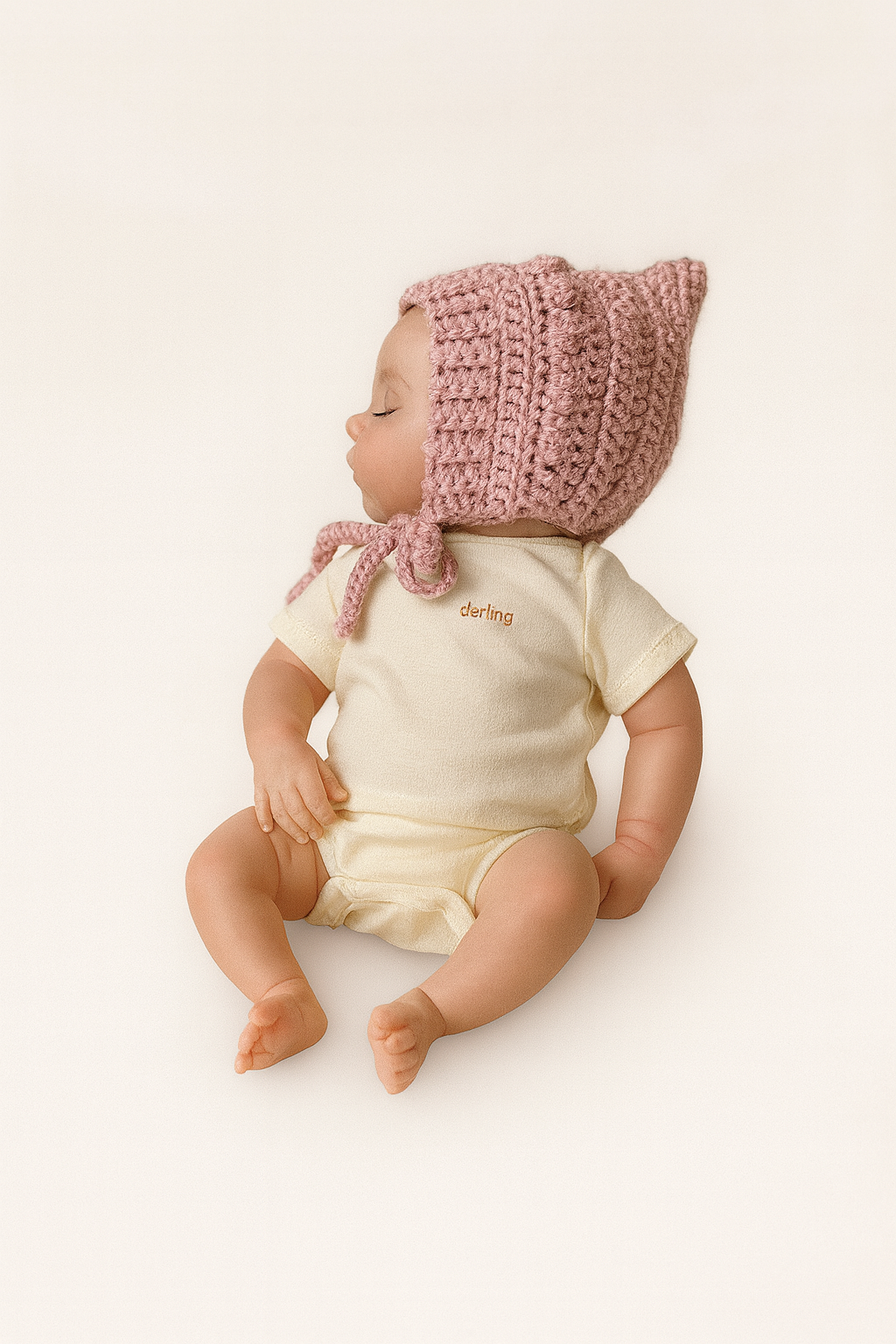 Baby Bonnet 0-3 months Dusty Rose
